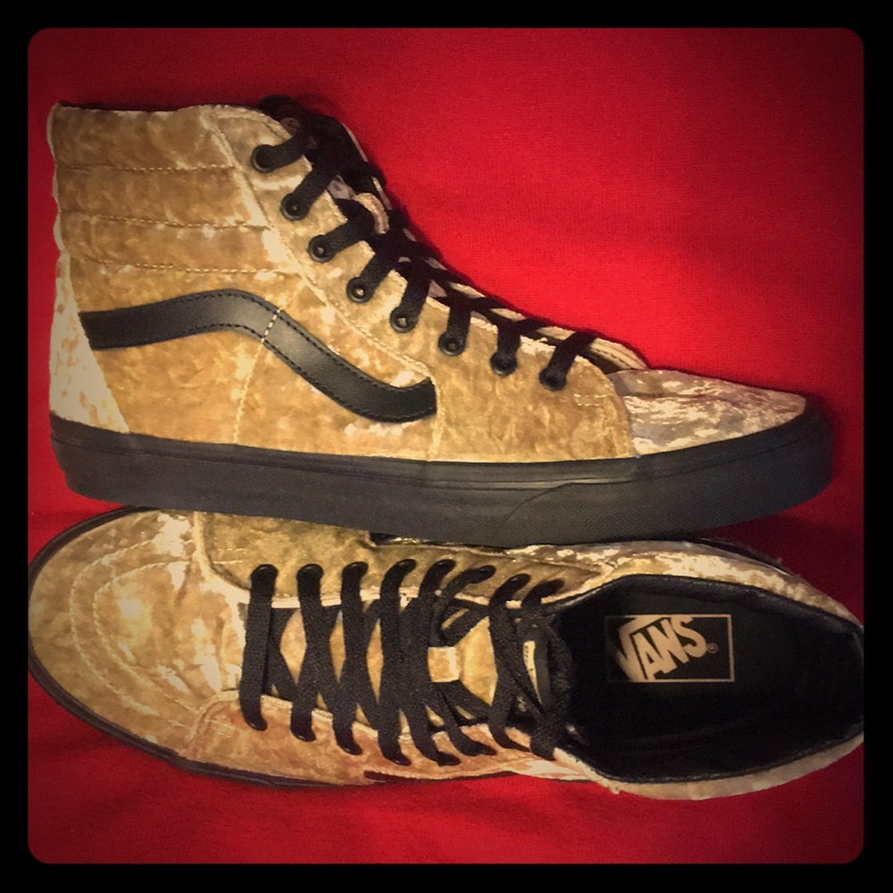 VANS SK8 HI Tan/Black Velvet in Rare Men’s Sz 11